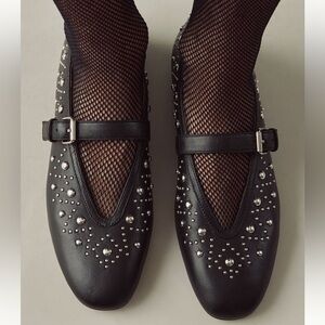 Anthropologie Bibi Lou Studded Mary Jane Flats